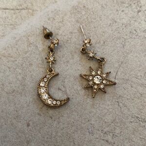 Moon & Star Gold Plated Witchy Earrings